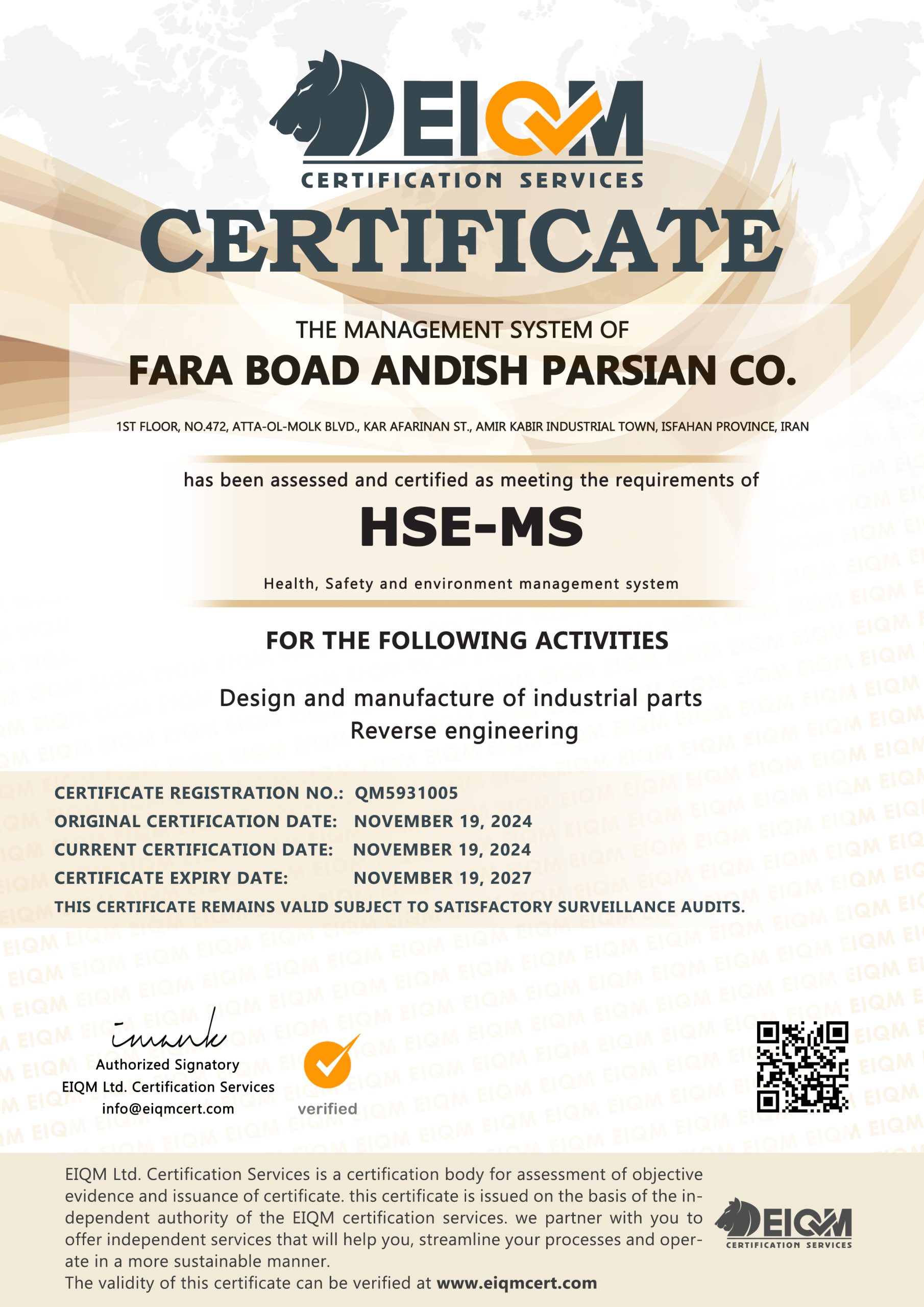 Fara Boad Andish Parsian Co - HSE - QM5931005
