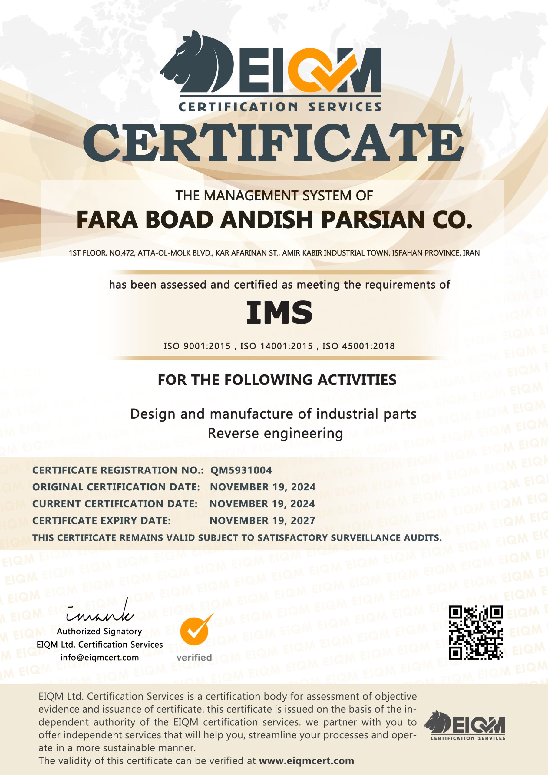 Fara Boad Andish Parsian Co - IMS - QM5931004